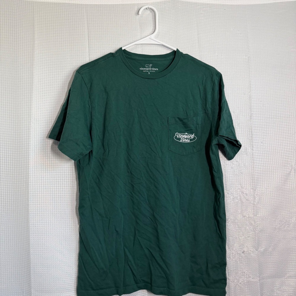 Vineyard Vines T-Shirt Cotton Pocket Logo Graphic Golf Preppy Dark Green Small